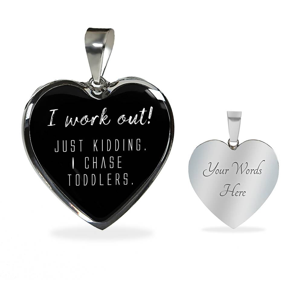 I Work Out! - Gold/Silver Heart Necklace - Black