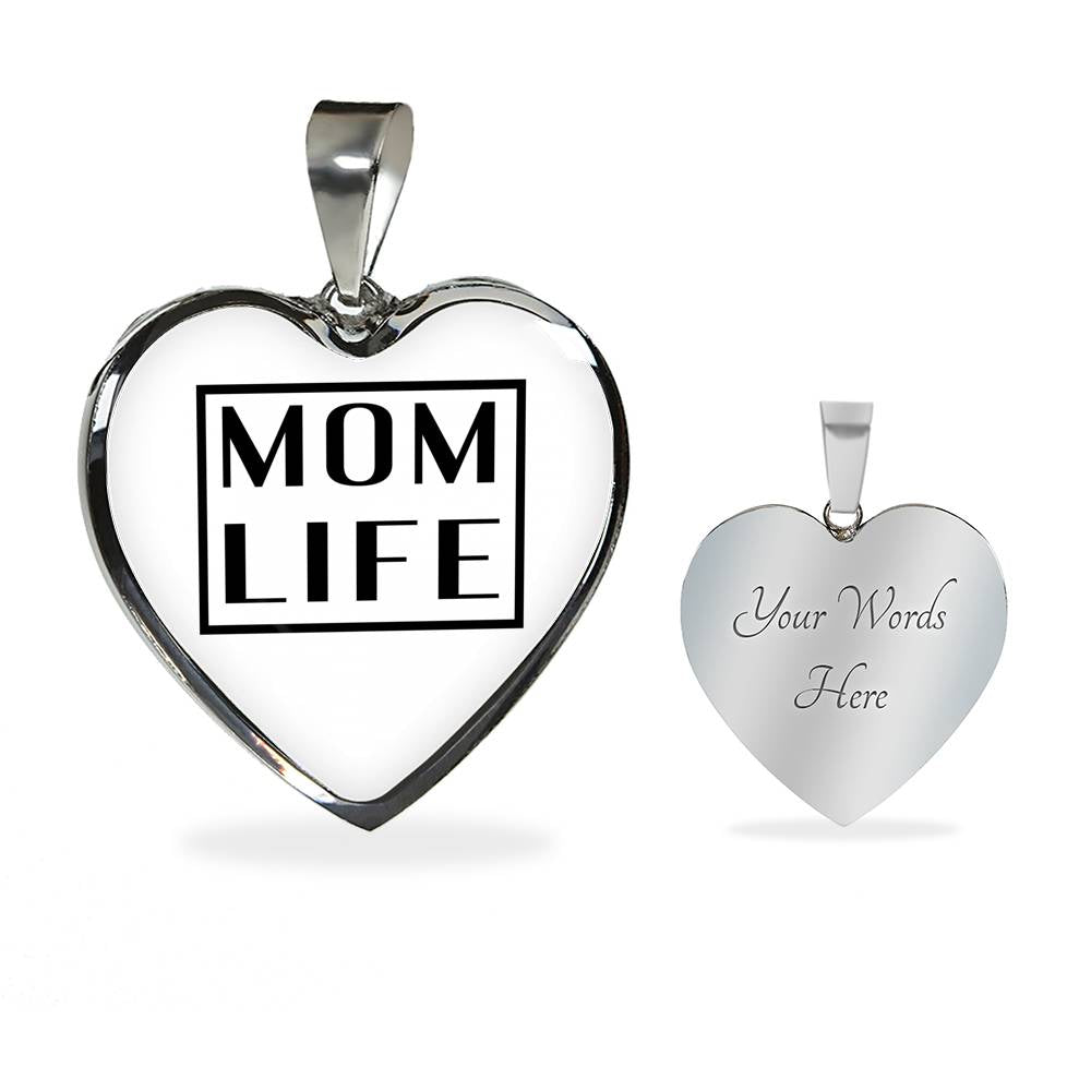 Mom Life - Gold/Silver Heart Necklace - White