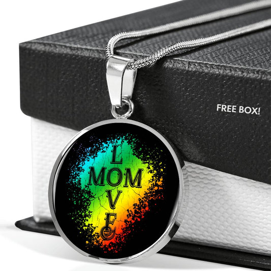 Mom Love Necklace Round - Dark