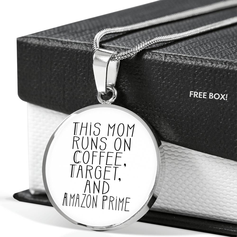 This Mom Runs - Gold/Silver Round Necklace - White