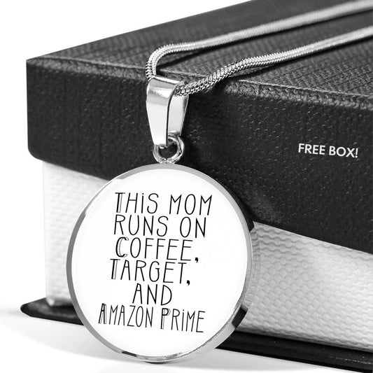 This Mom Runs - Gold/Silver Round Necklace - White