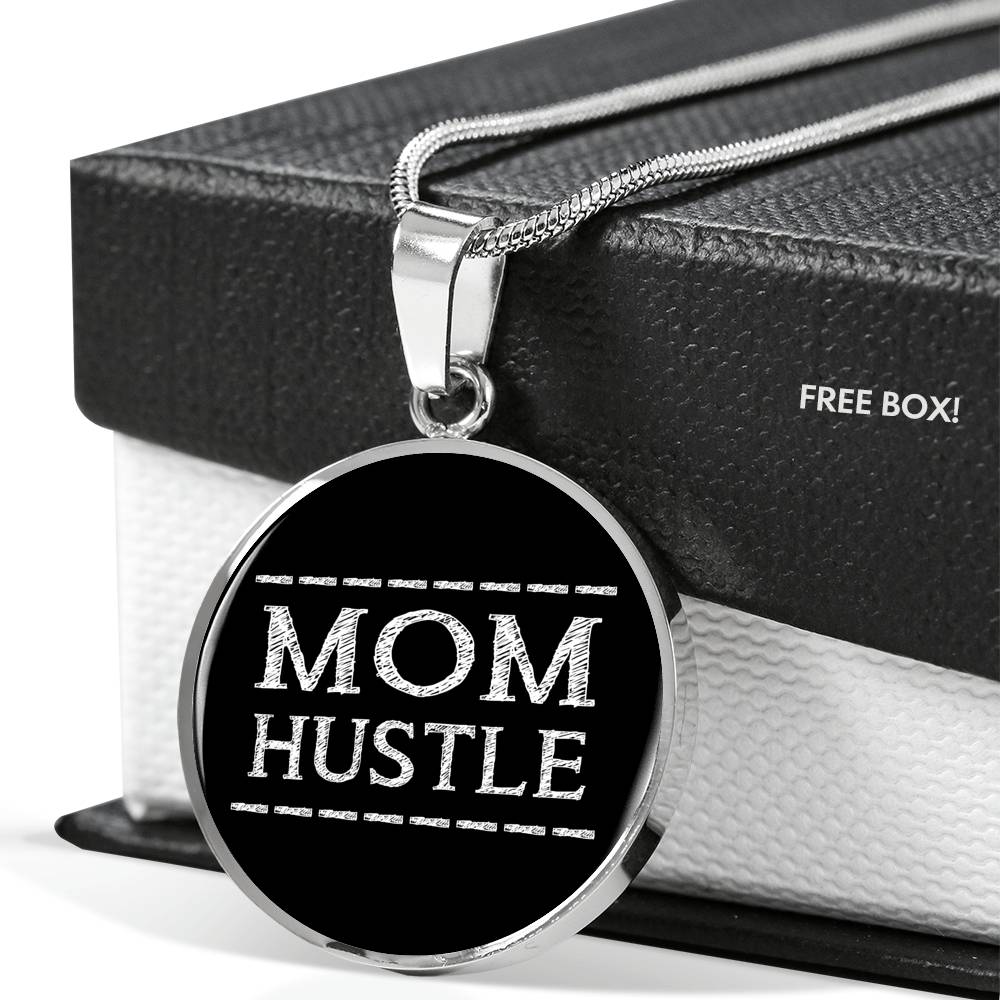 Mom Hustle - Gold/Silver Round Necklace - Black