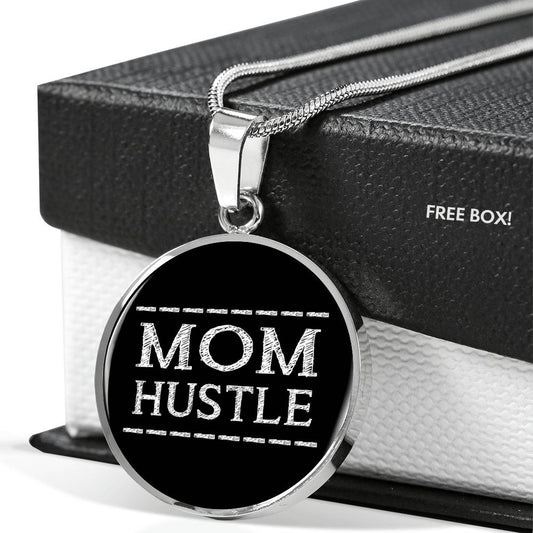 Mom Hustle - Gold/Silver Round Necklace - Black