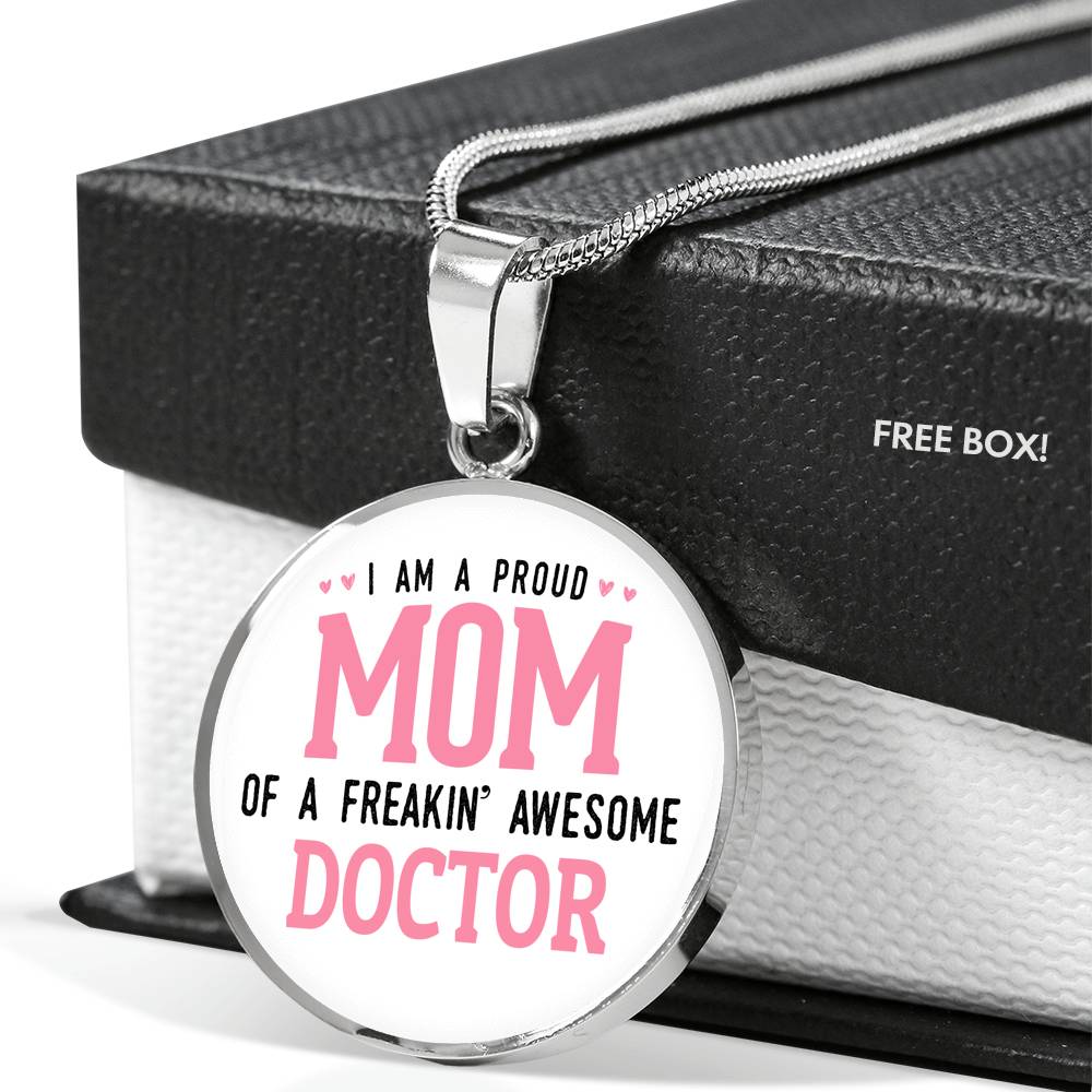 Proud Mom Necklace Round - Light