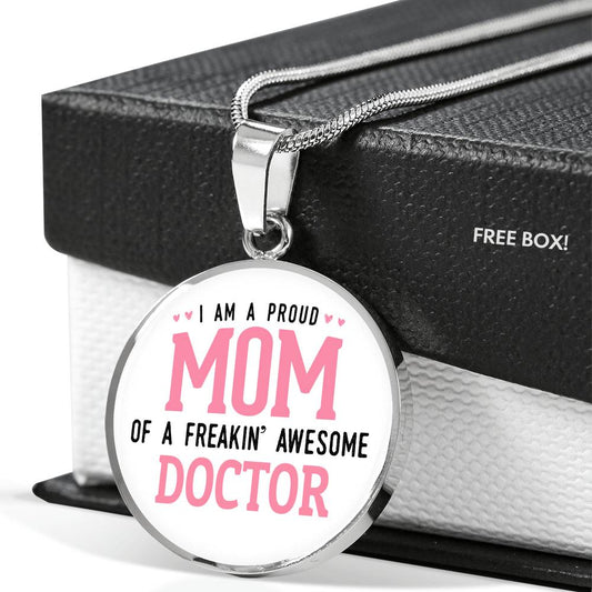 Proud Mom Necklace Round - Light