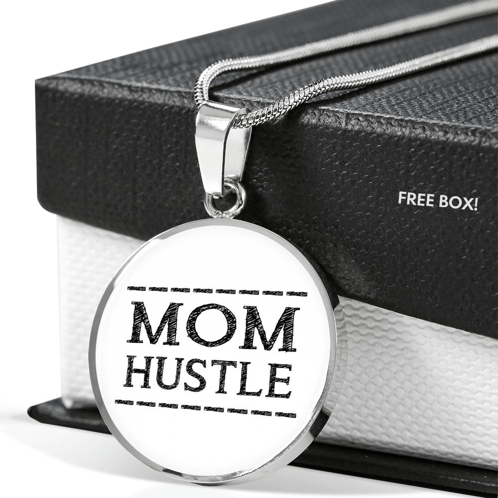 Mom Hustle - Gold/Silver Round Necklace - White