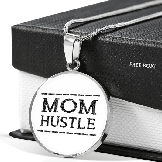 Mom Hustle - Gold/Silver Round Necklace - White