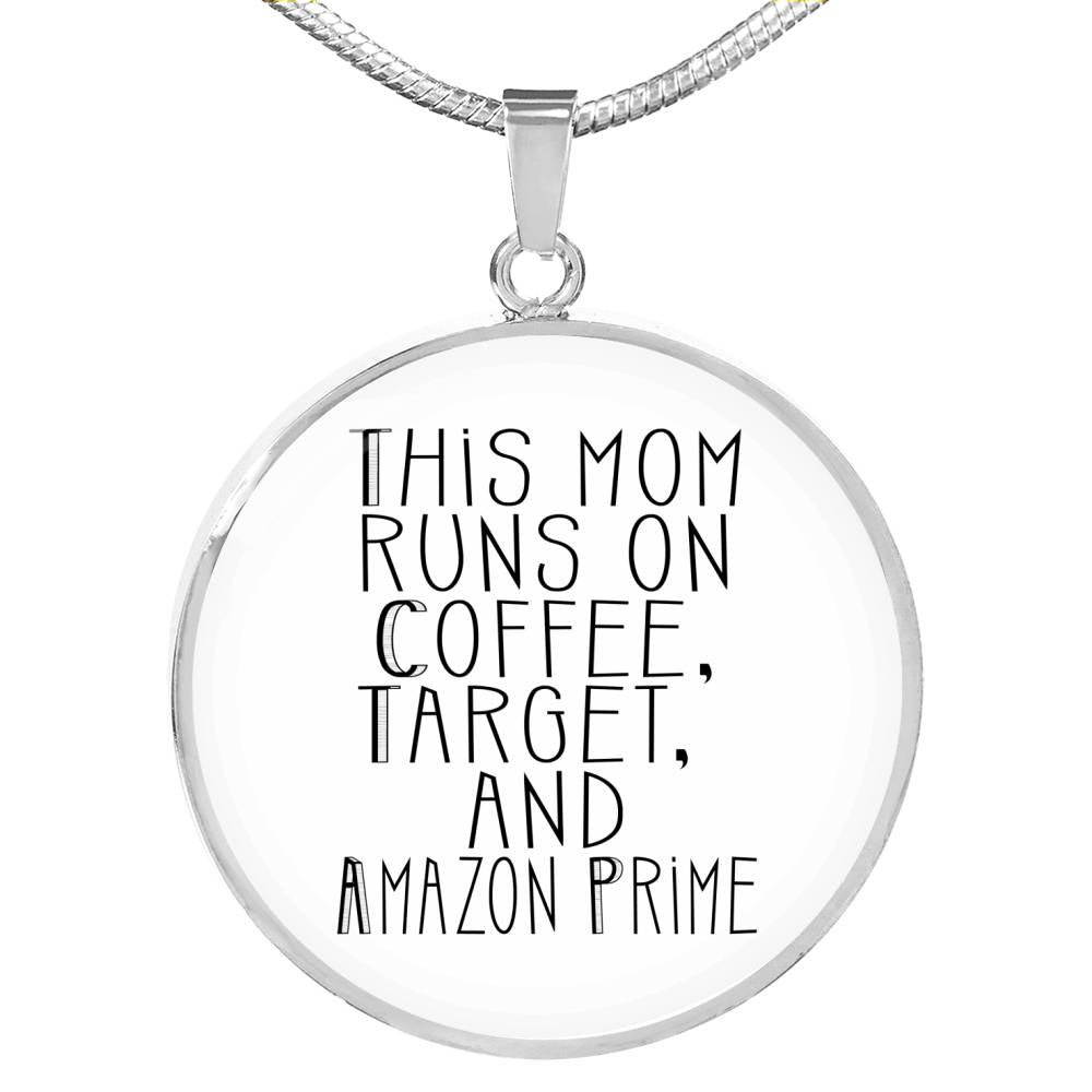 This Mom Runs - Gold/Silver Round Necklace - White