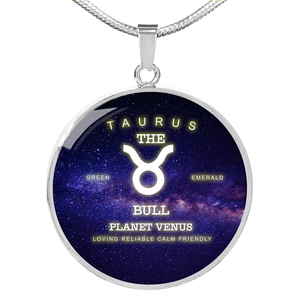 Taurus Gold/Silver Zodiac Round Necklace