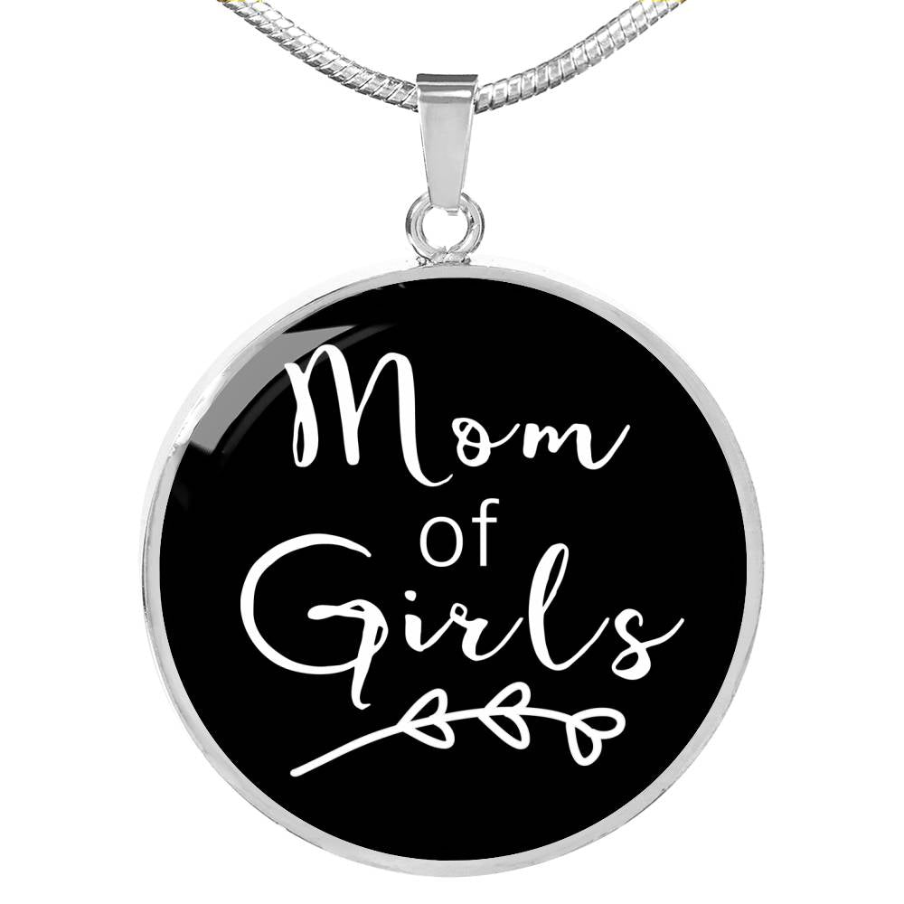 Mom Of Girls - Gold/Silver Heart Necklace - Black