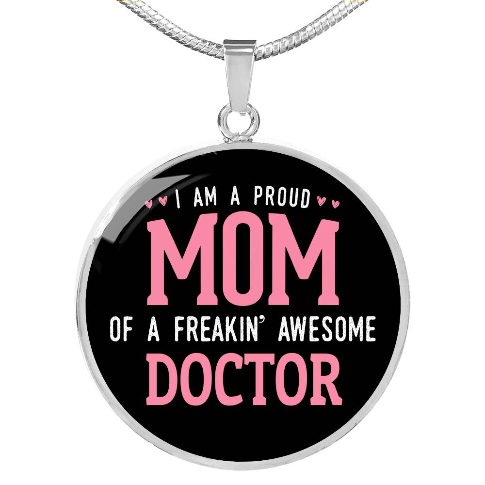 Proud Mom Necklace Round - Dark