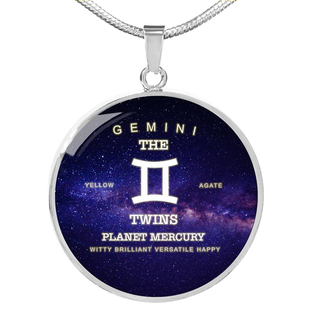 Gemini Gold/Silver Zodiac Round Necklace