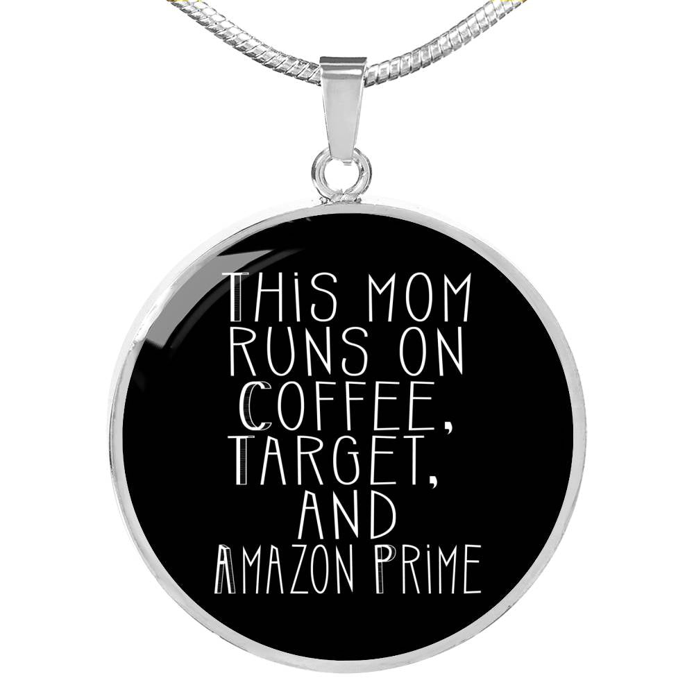 This Mom Runs - Gold/Silver Round Necklace - Black