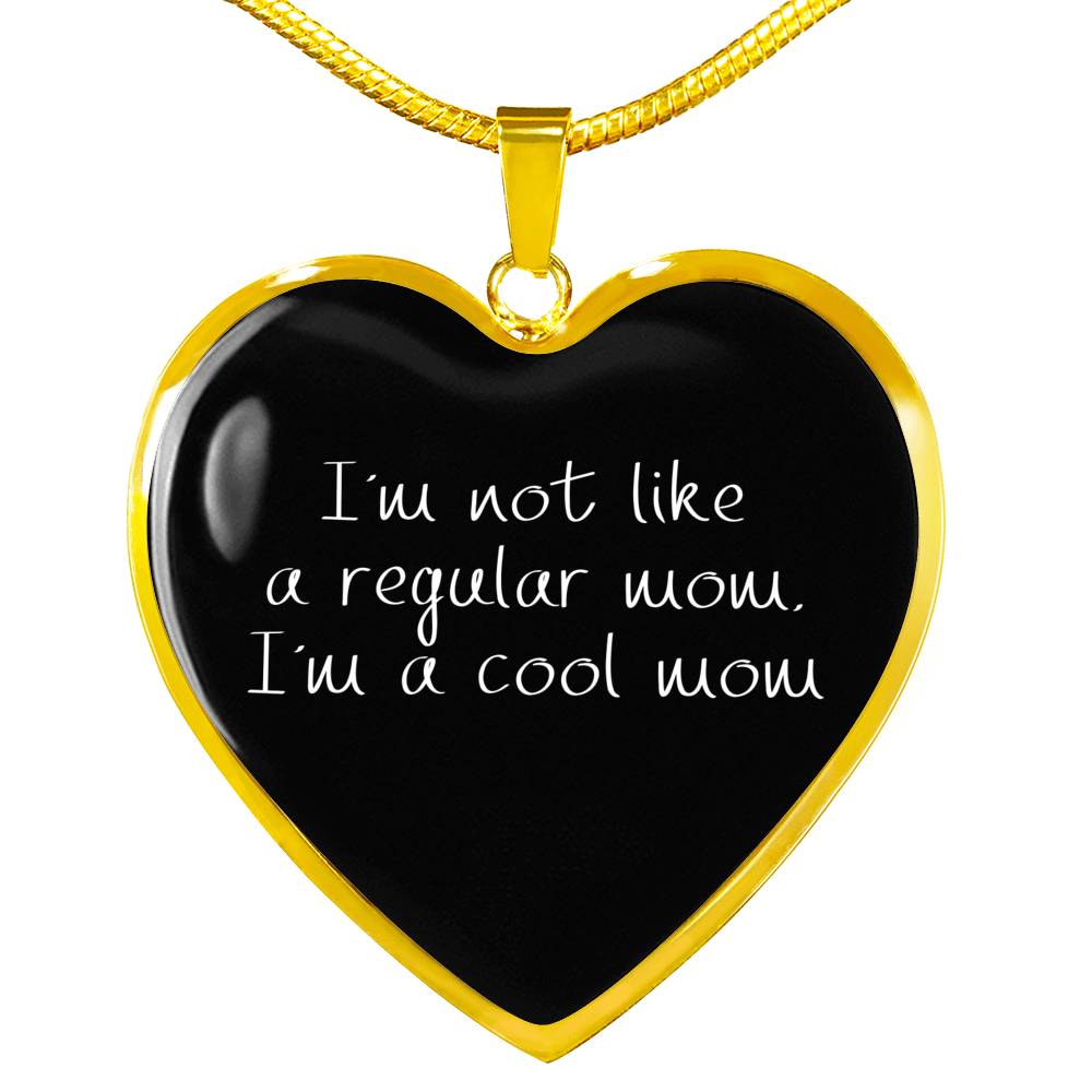 Not Like A Regular Mom - Gold/Silver Heart Necklace - Black