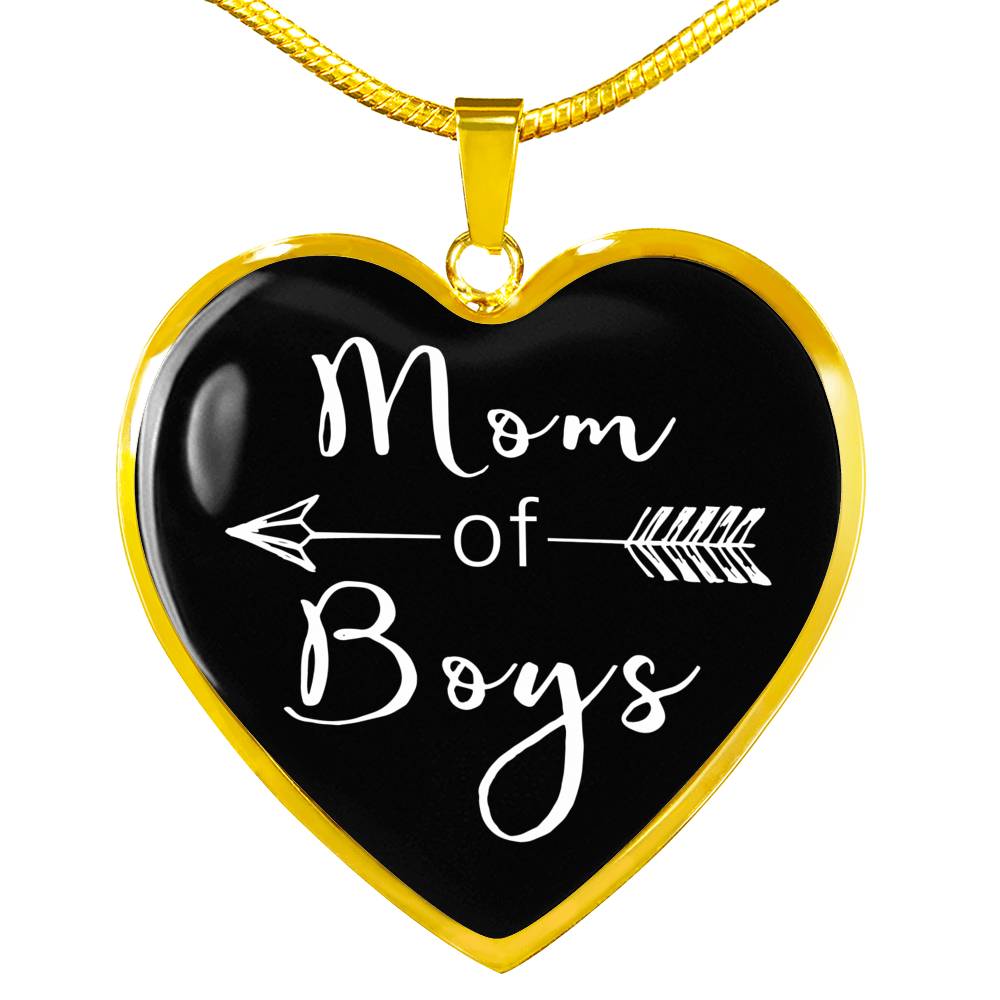 Mom Of Boys - Gold/Silver Heart Necklace - Black