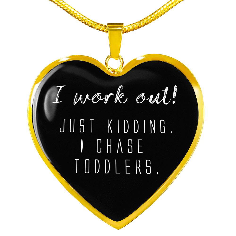 I Work Out! - Gold/Silver Heart Necklace - Black