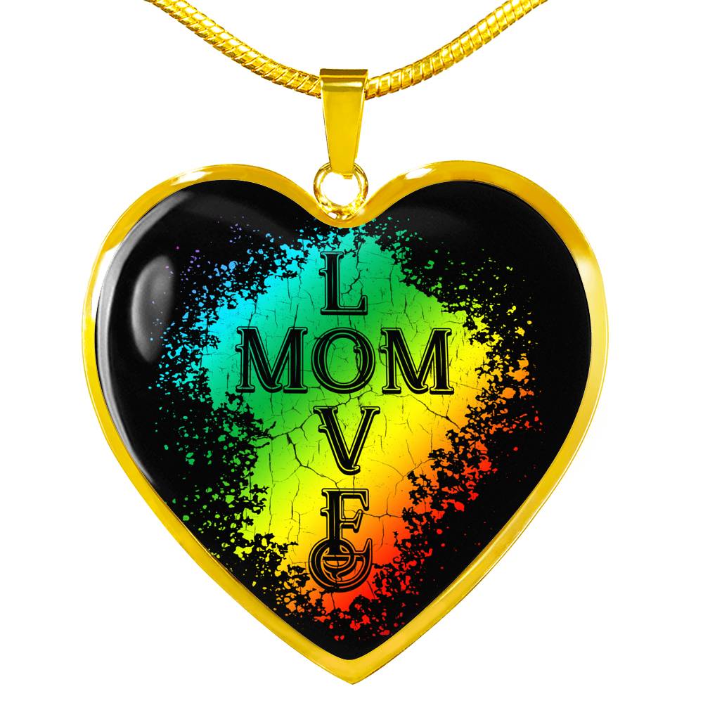Mom Love Necklace Round - Dark