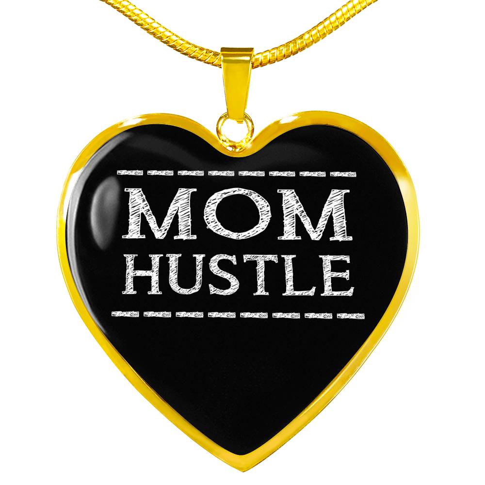 Mom Hustle - Gold/Silver Heart Necklace - Black