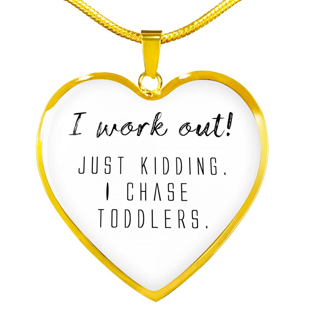 I Work Out! - Gold/Silver Heart Necklace - White