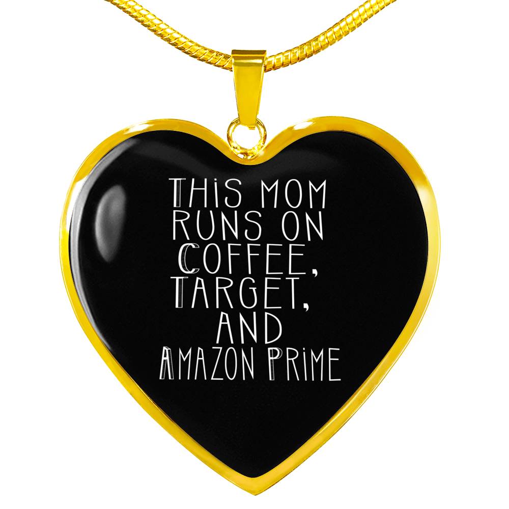 This Mom Runs - Gold/Silver Heart Necklace - Black