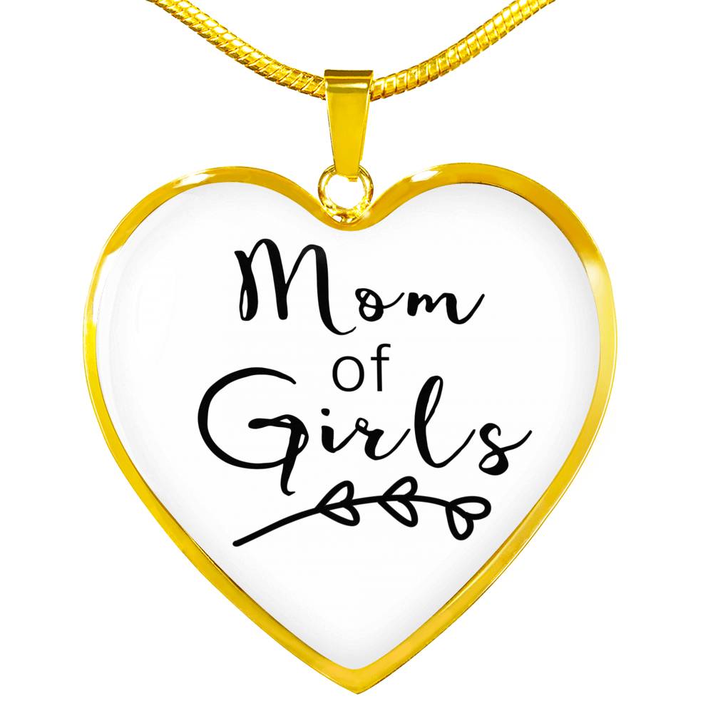 Mom Of Girls - Gold/Silver Heart Necklace - White