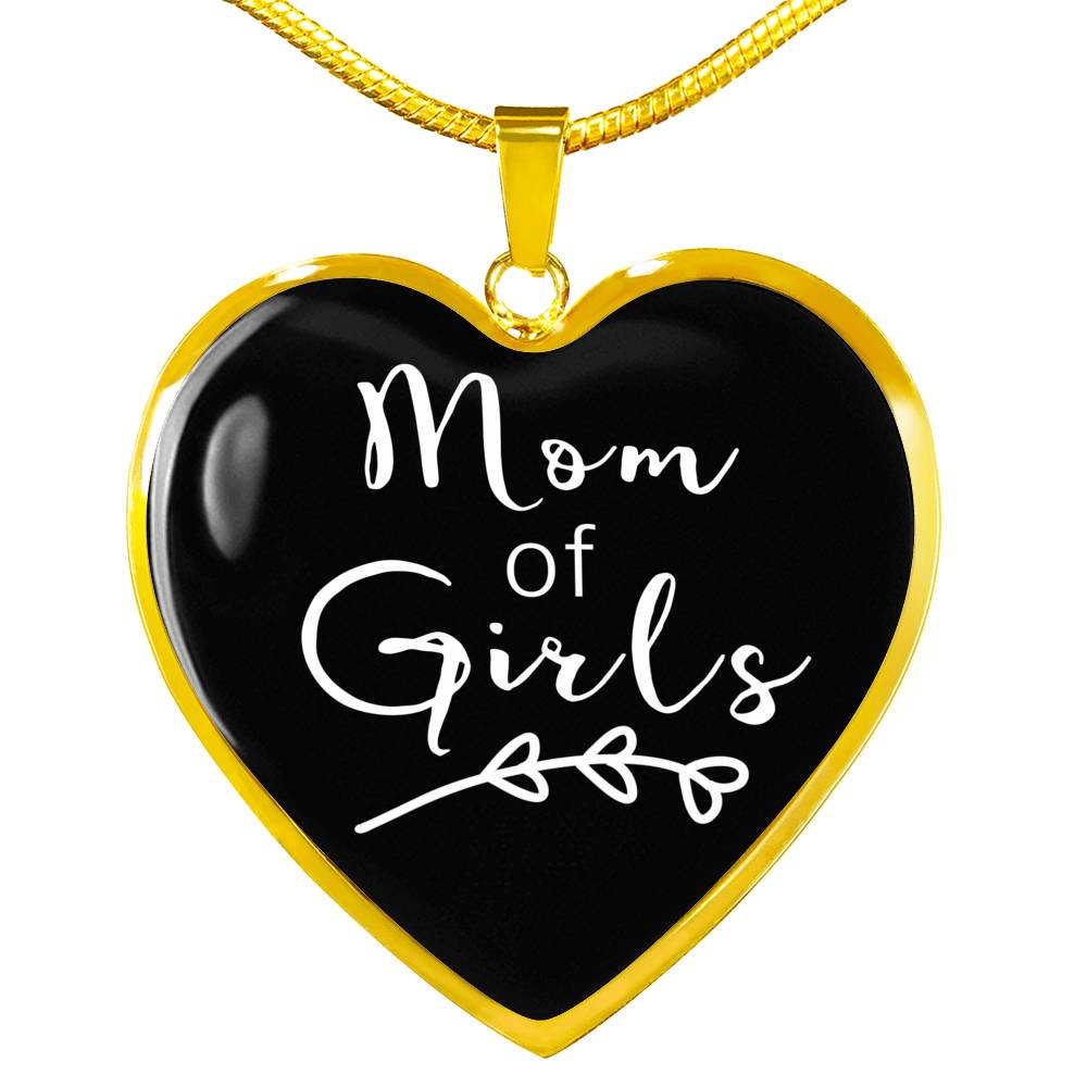 Mom Of Girls - Gold/Silver Heart Necklace - Black