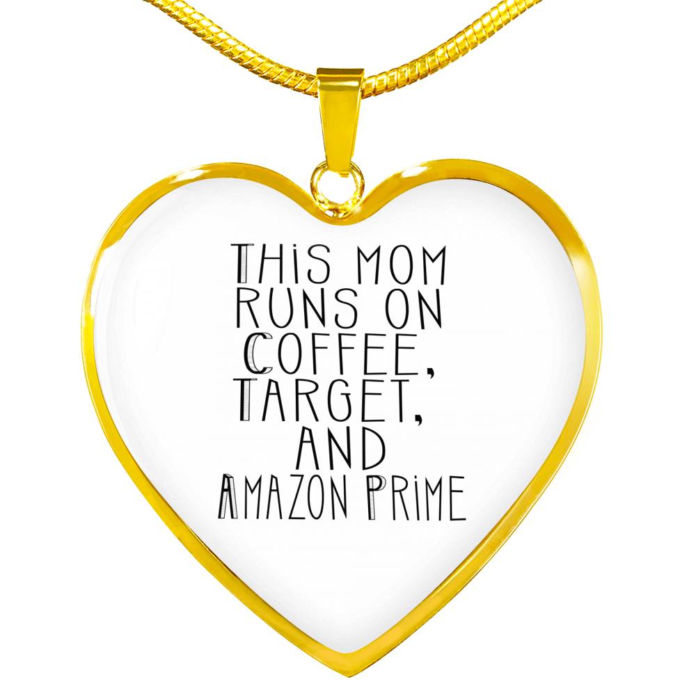 This Mom Runs - Gold/Silver Heart Necklace - White