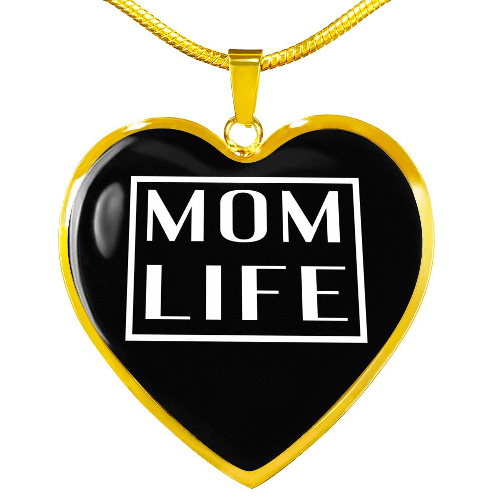 Mom Life - Gold/Silver Heart Necklace - Black