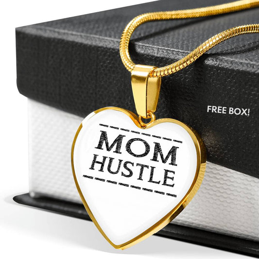 Mom Hustle - Gold/Silver Heart Necklace - White