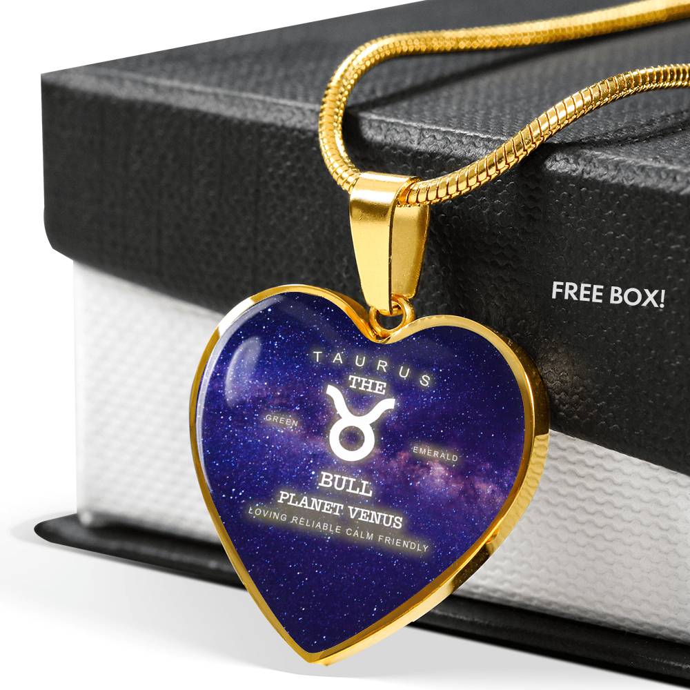 Taurus Gold/Silver Zodiac Heart Necklace