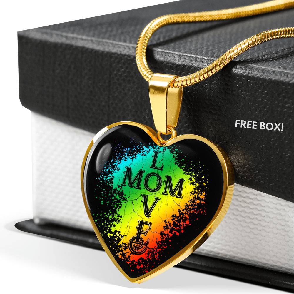 Mom Love Necklace Round - Dark
