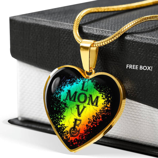 Mom Love Necklace Round - Dark