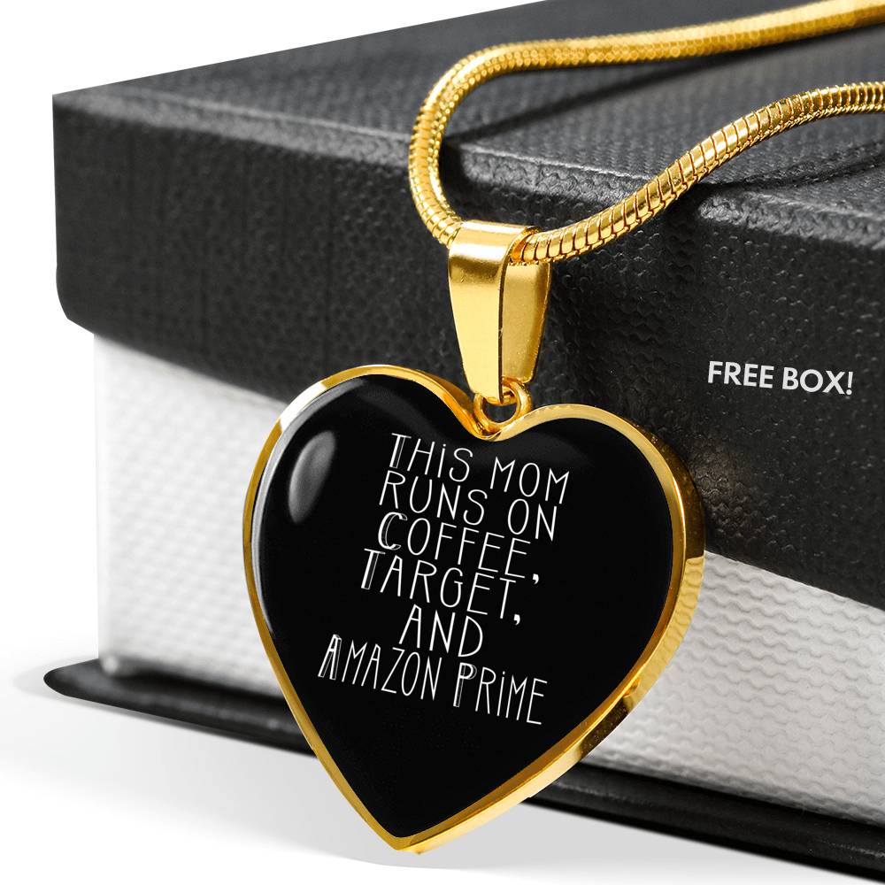 This Mom Runs - Gold/Silver Heart Necklace - Black