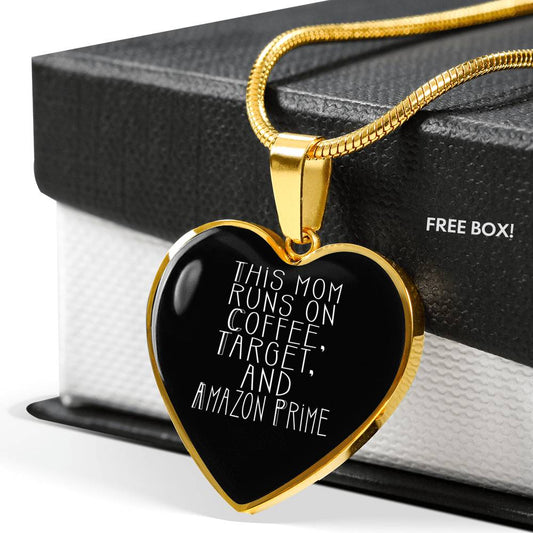 This Mom Runs - Gold/Silver Heart Necklace - Black