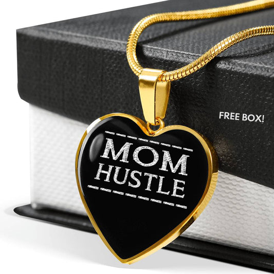 Mom Hustle - Gold/Silver Heart Necklace - Black