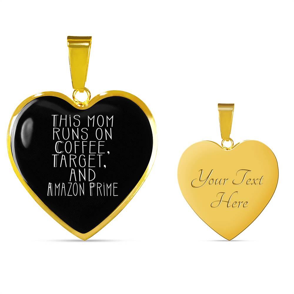 This Mom Runs - Gold/Silver Heart Necklace - Black