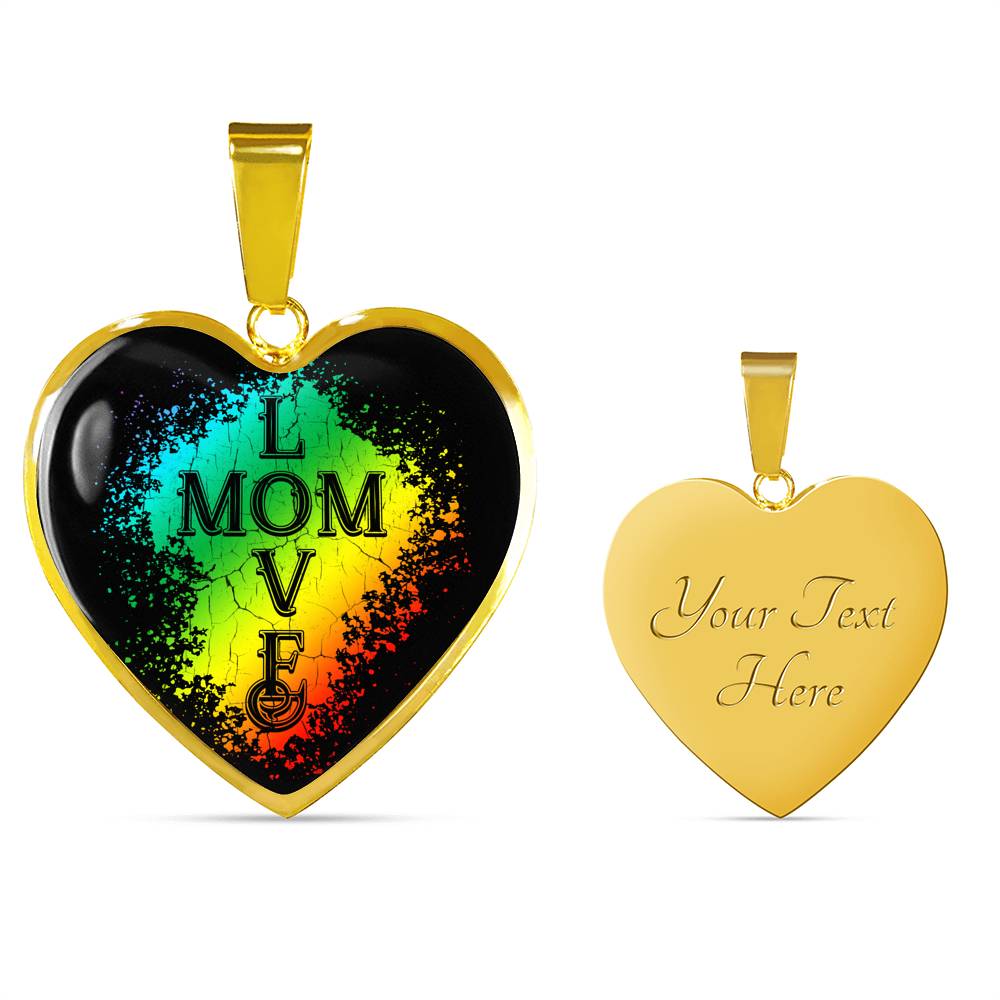 Mom Love Necklace Round - Dark
