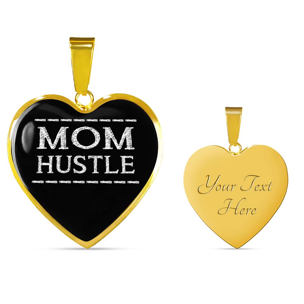 Mom Hustle - Gold/Silver Heart Necklace - Black