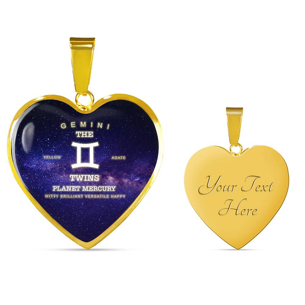 Gemini Gold/Silver Zodiac Heart Necklace