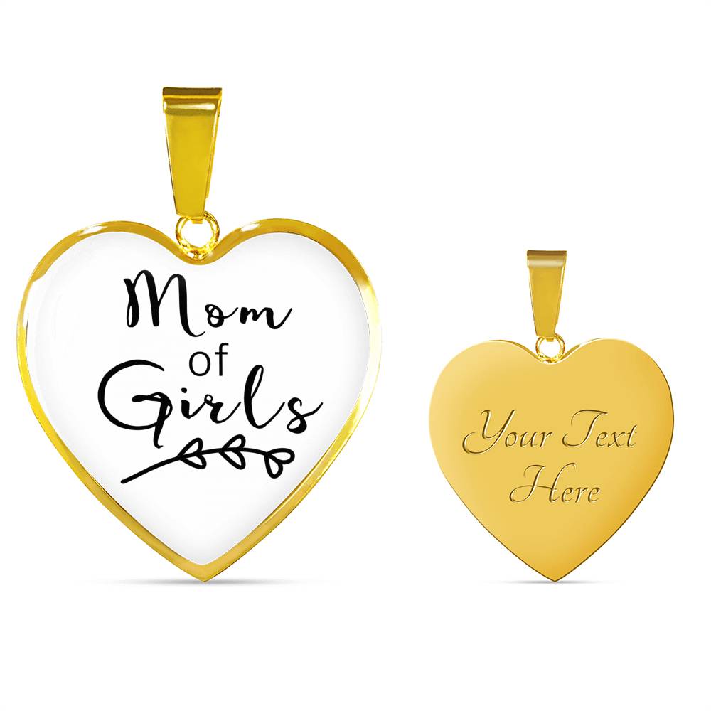 Mom Of Girls - Gold/Silver Heart Necklace - White