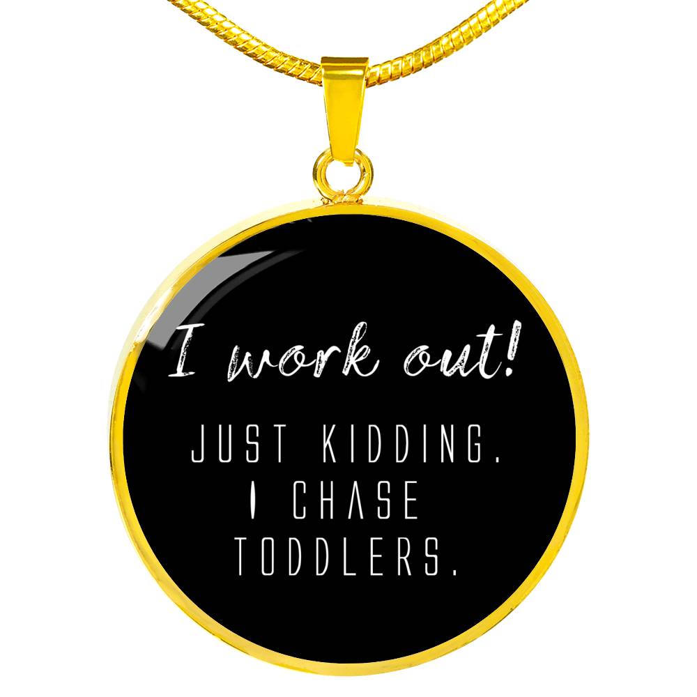 I Work Out! - Gold/Silver Round Necklace - Black