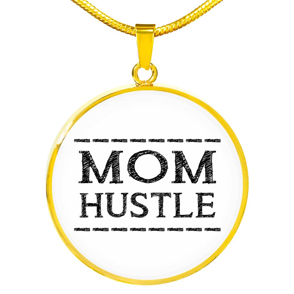 Mom Hustle - Gold/Silver Round Necklace - White