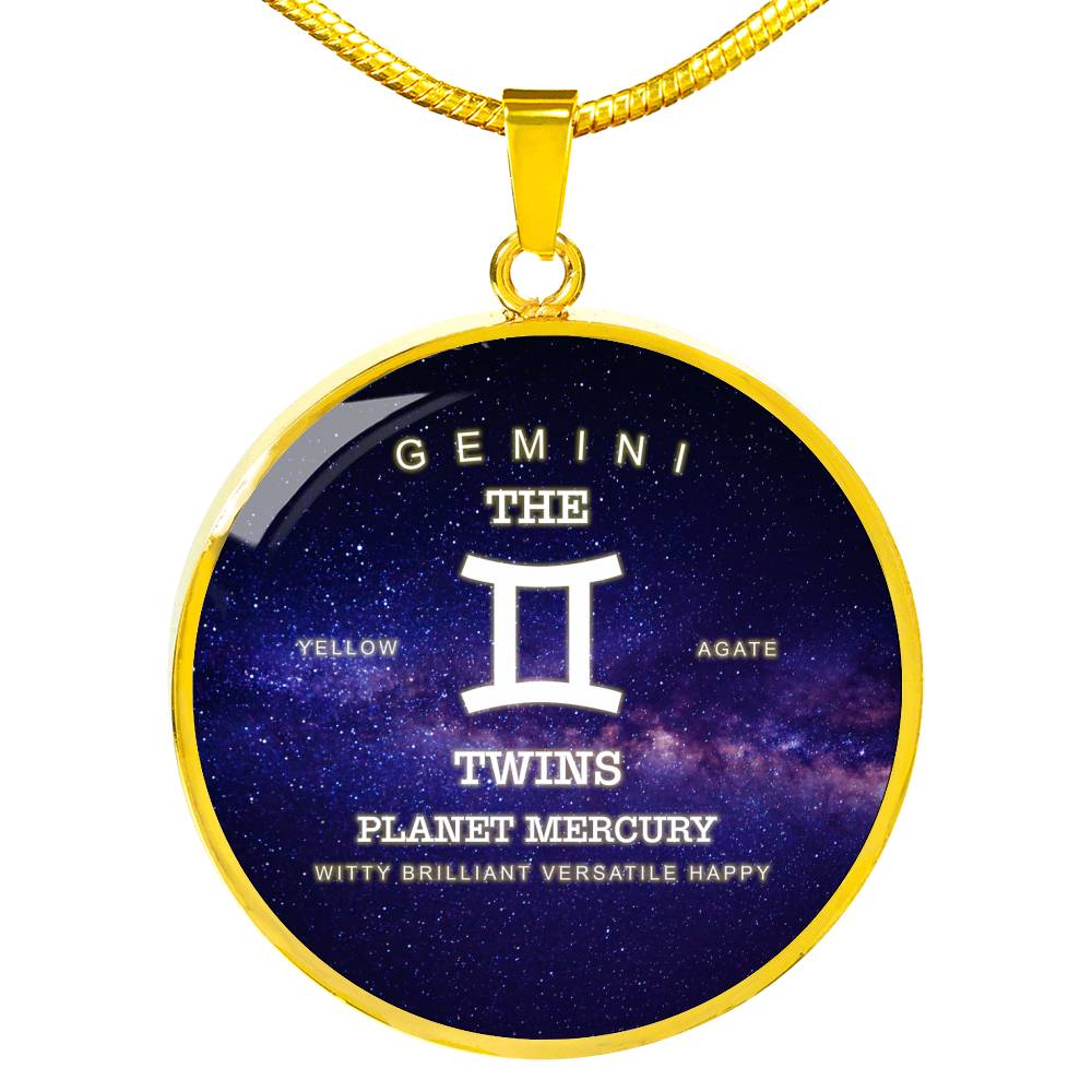 Gemini Gold/Silver Zodiac Round Necklace