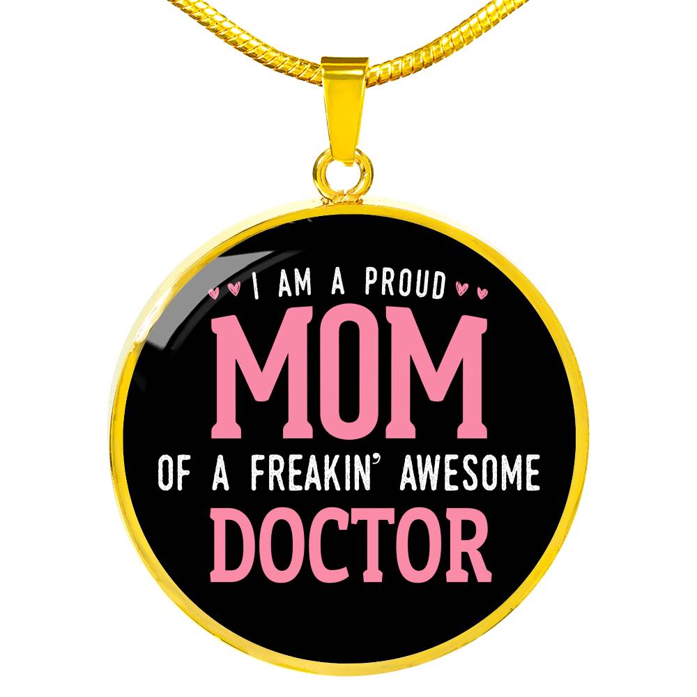 Proud Mom Necklace Round - Dark