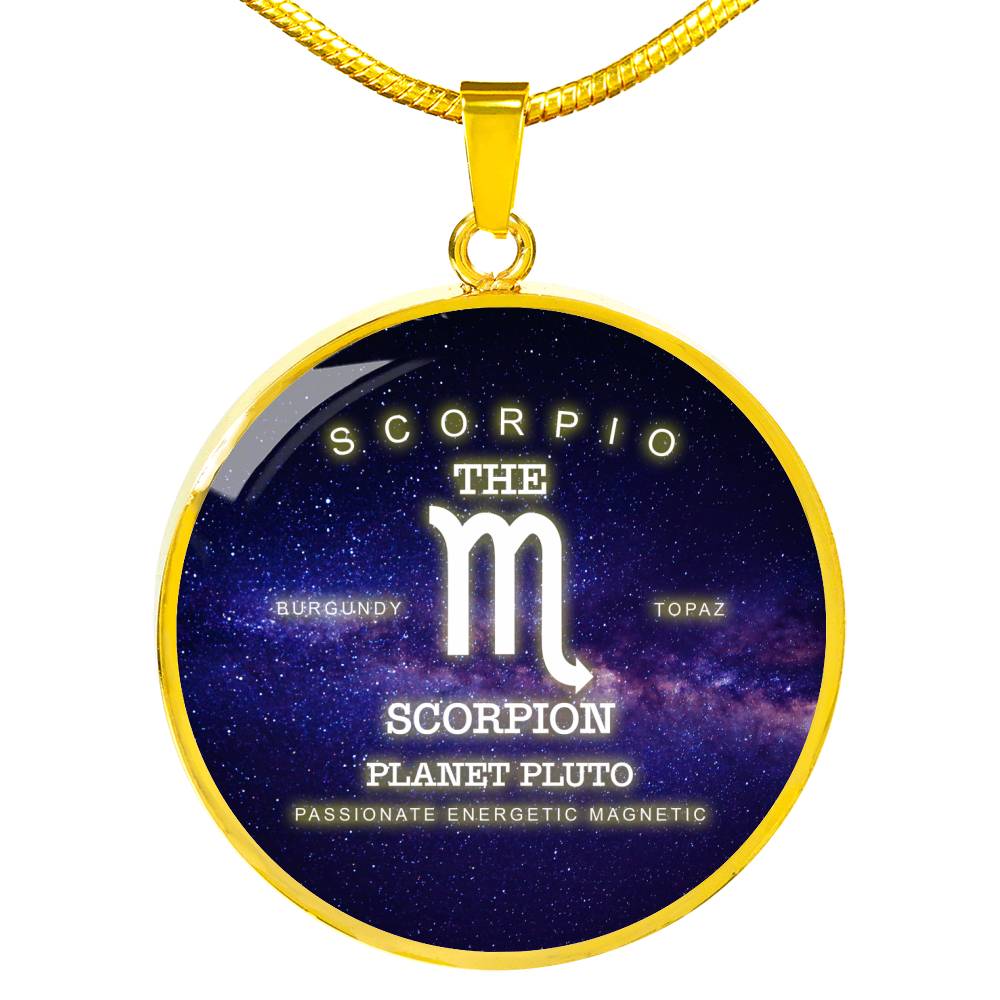 Scorpio Gold/Silver Zodiac Round Necklace