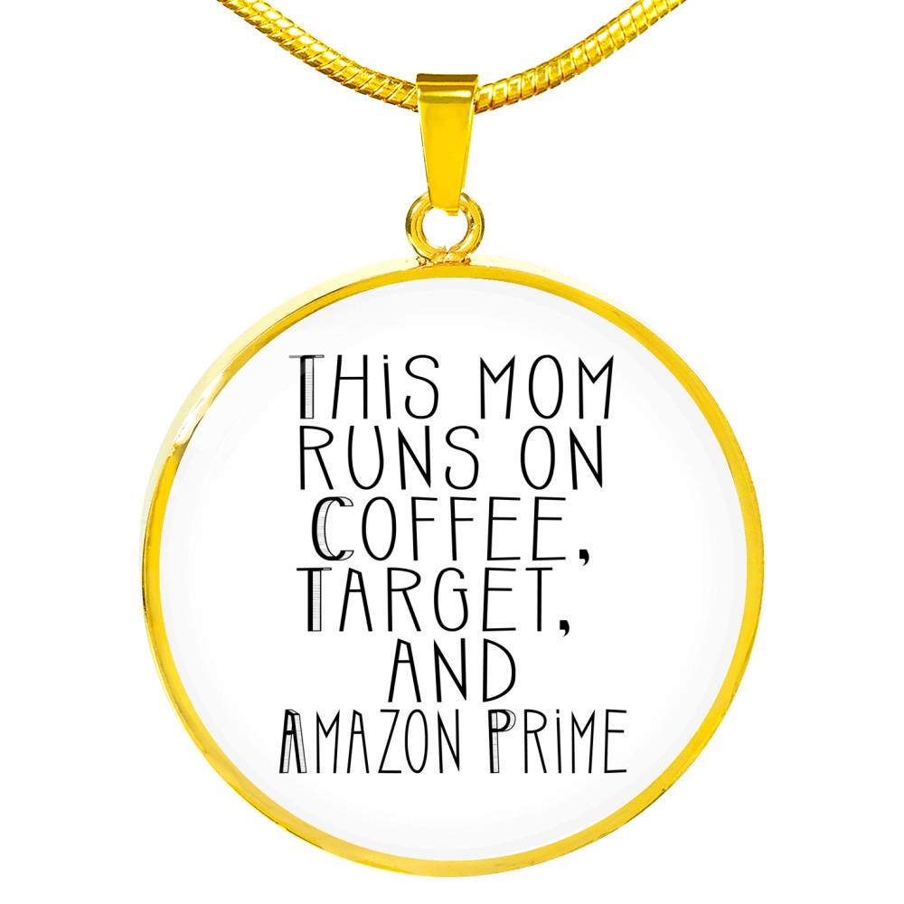 This Mom Runs - Gold/Silver Round Necklace - White