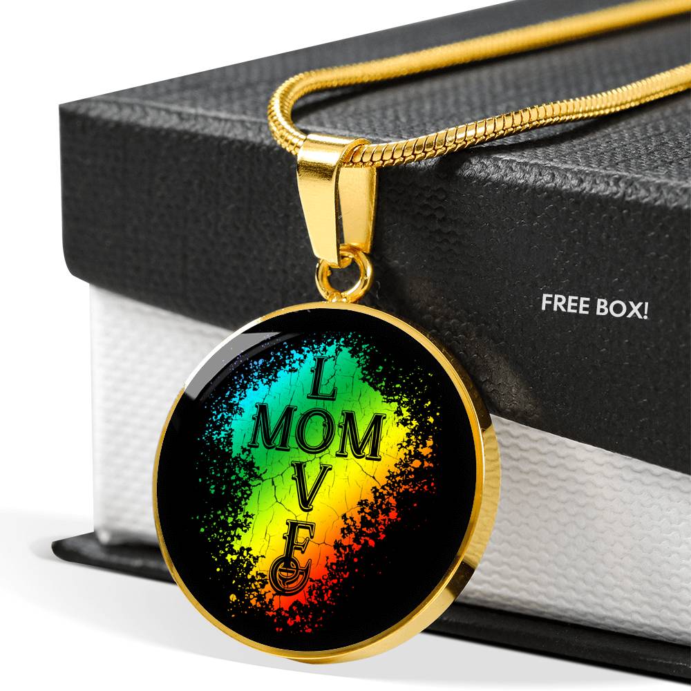 Mom Love Necklace Round - Dark