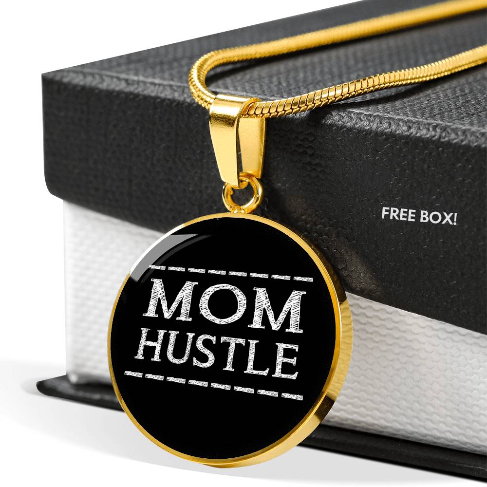 Mom Hustle - Gold/Silver Round Necklace - Black