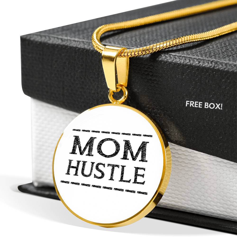 Mom Hustle - Gold/Silver Round Necklace - White