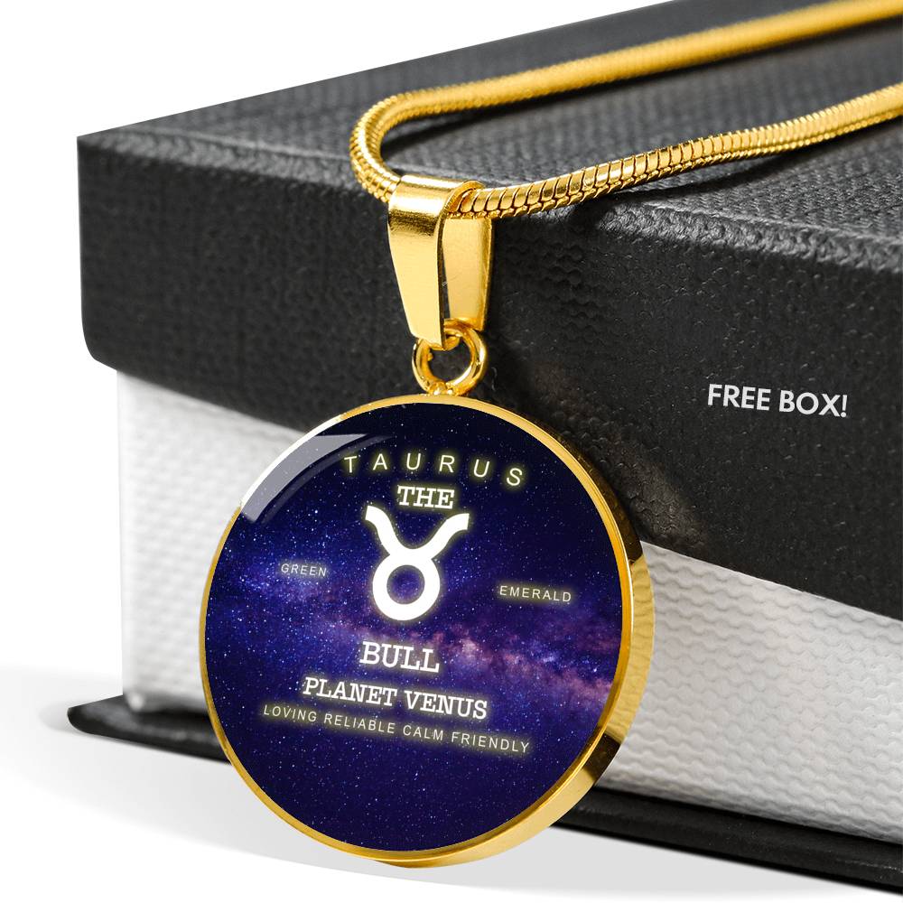 Taurus Gold/Silver Zodiac Round Necklace